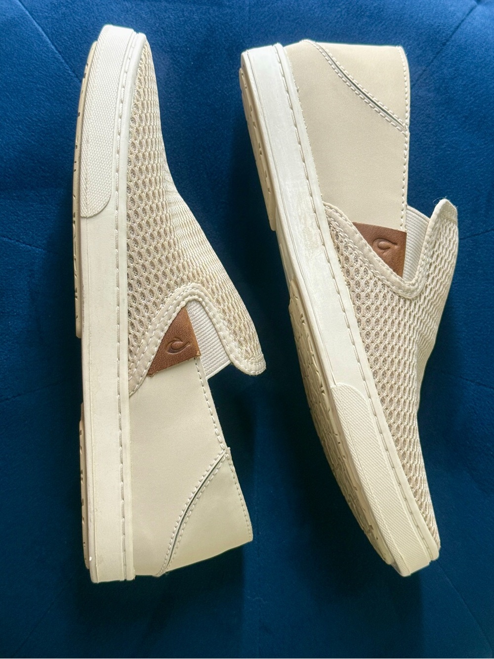 OluKai Pehuea Cream Mesh Slip-On Loafers